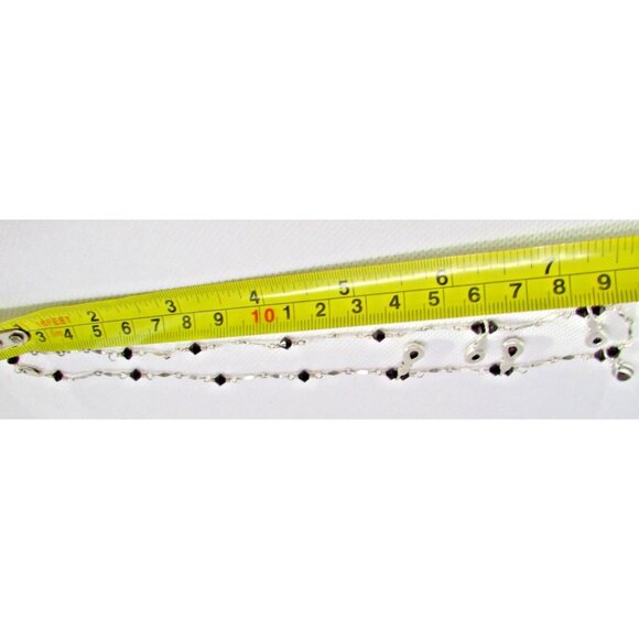 Vintage Sterling Silver 16.5" Tear Shape Garnet & Red Crystals Station Necklace - Picture 10 of 12